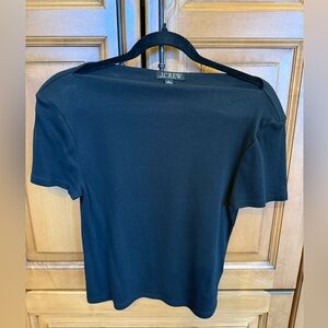 J. Crew Black Ribbed Short Sleeve Tee